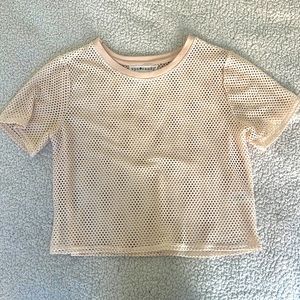 Pink Fishnet Crop Tee
